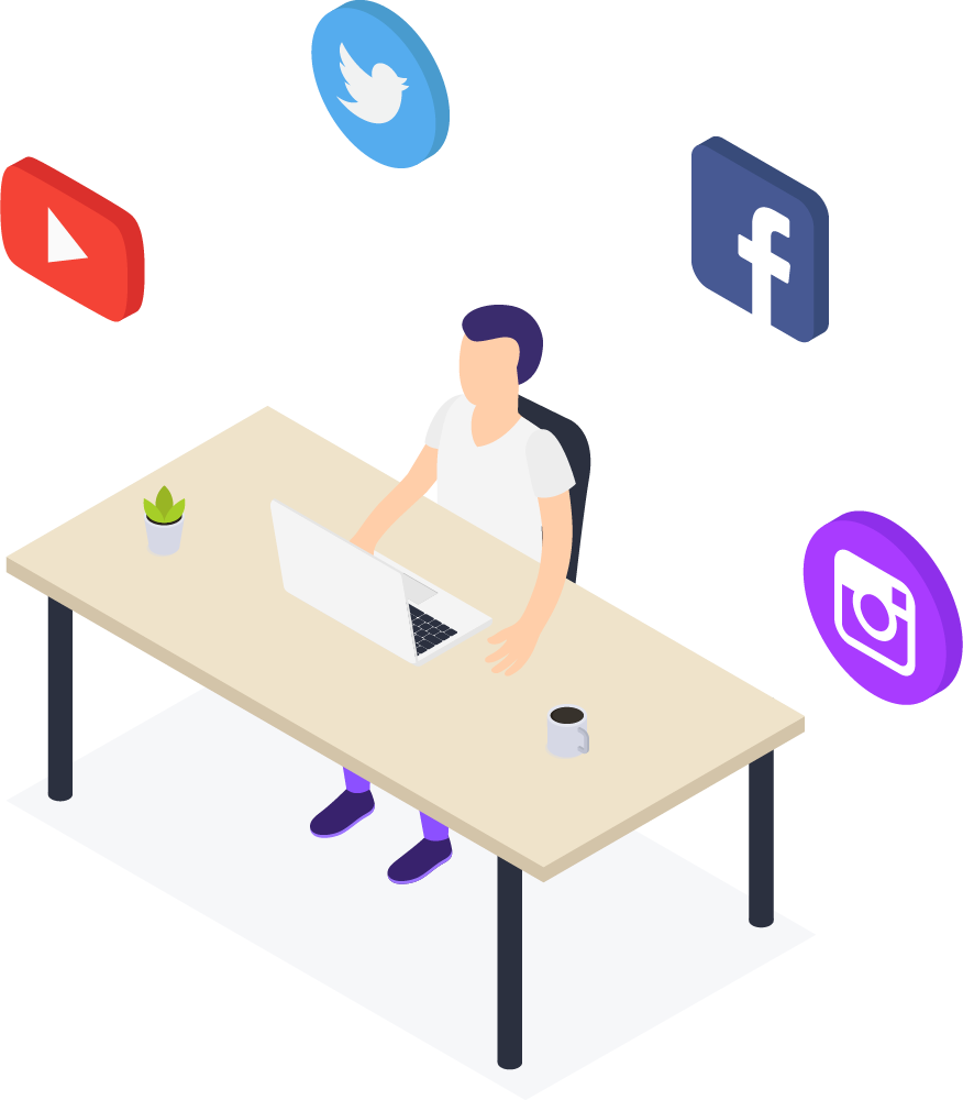 Social media advertising and management concept